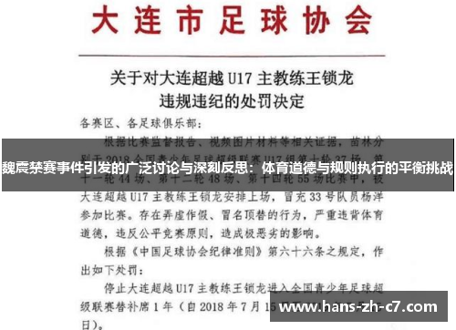 魏震禁赛事件引发的广泛讨论与深刻反思：体育道德与规则执行的平衡挑战